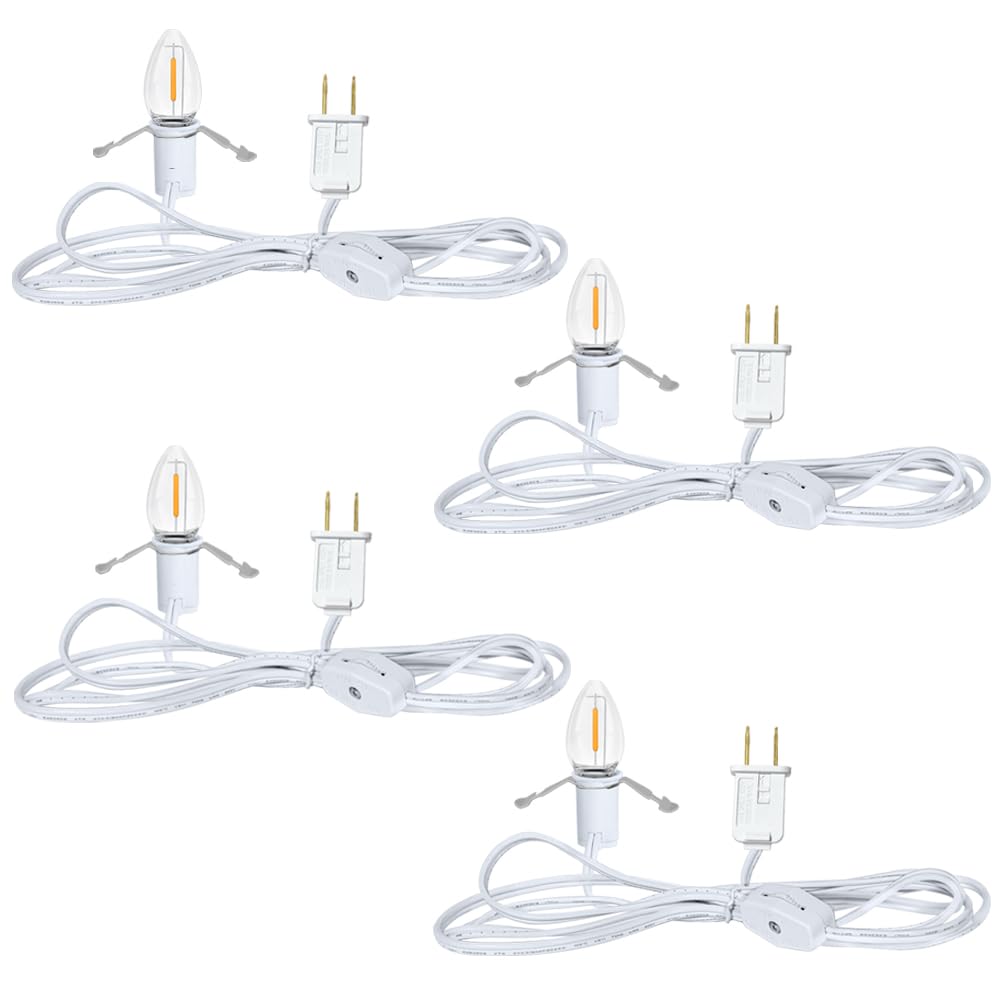 4-Pack 6Ft White Accessory Cords with C7 LED Bulbs – LightmoreGmbH Lighting Accessories