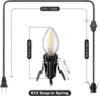 LightmoreGmbH 6FT C7 LED Accessory Cord with E12 Candelabra Socket, Clips & On/Off Switch – Black Christmas Village & Decorative Lighting Cord